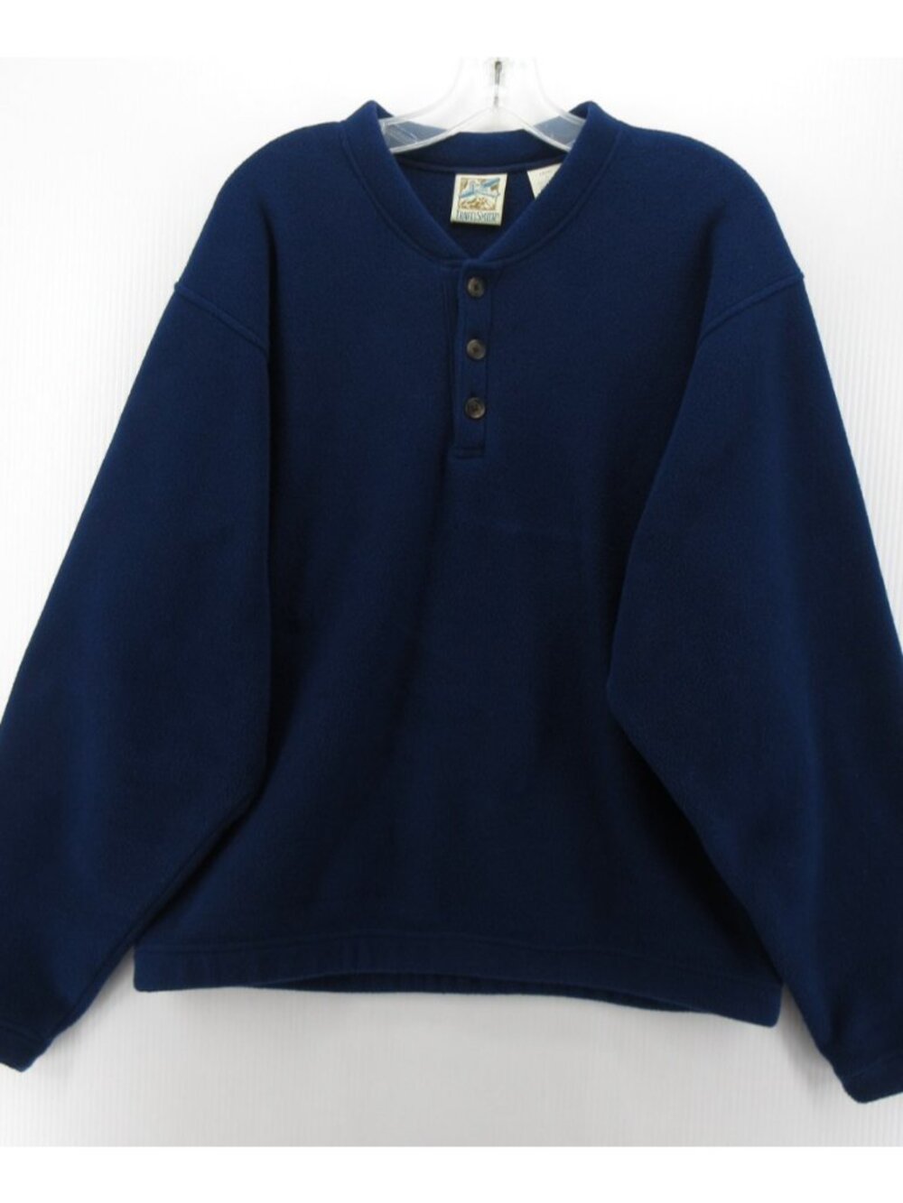 VINTAGE Travel Smith Sweater Large Fleece Henley Pullover Thick Y2K